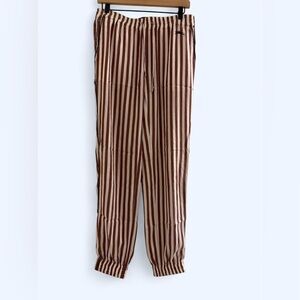 Longchamp Brown and White Striped Women Pants
